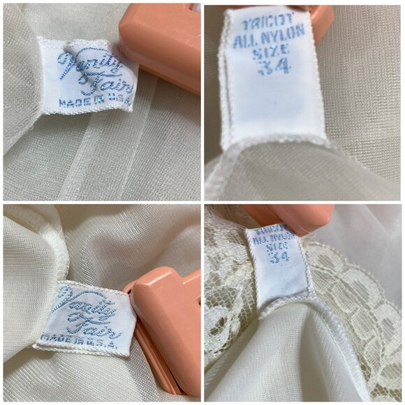 VTG Vanity Fair 60s Ivory Tricot Nylon Lace Chiffon Nightgown Peignoir Set Sz 34 - Picture 4 of 16